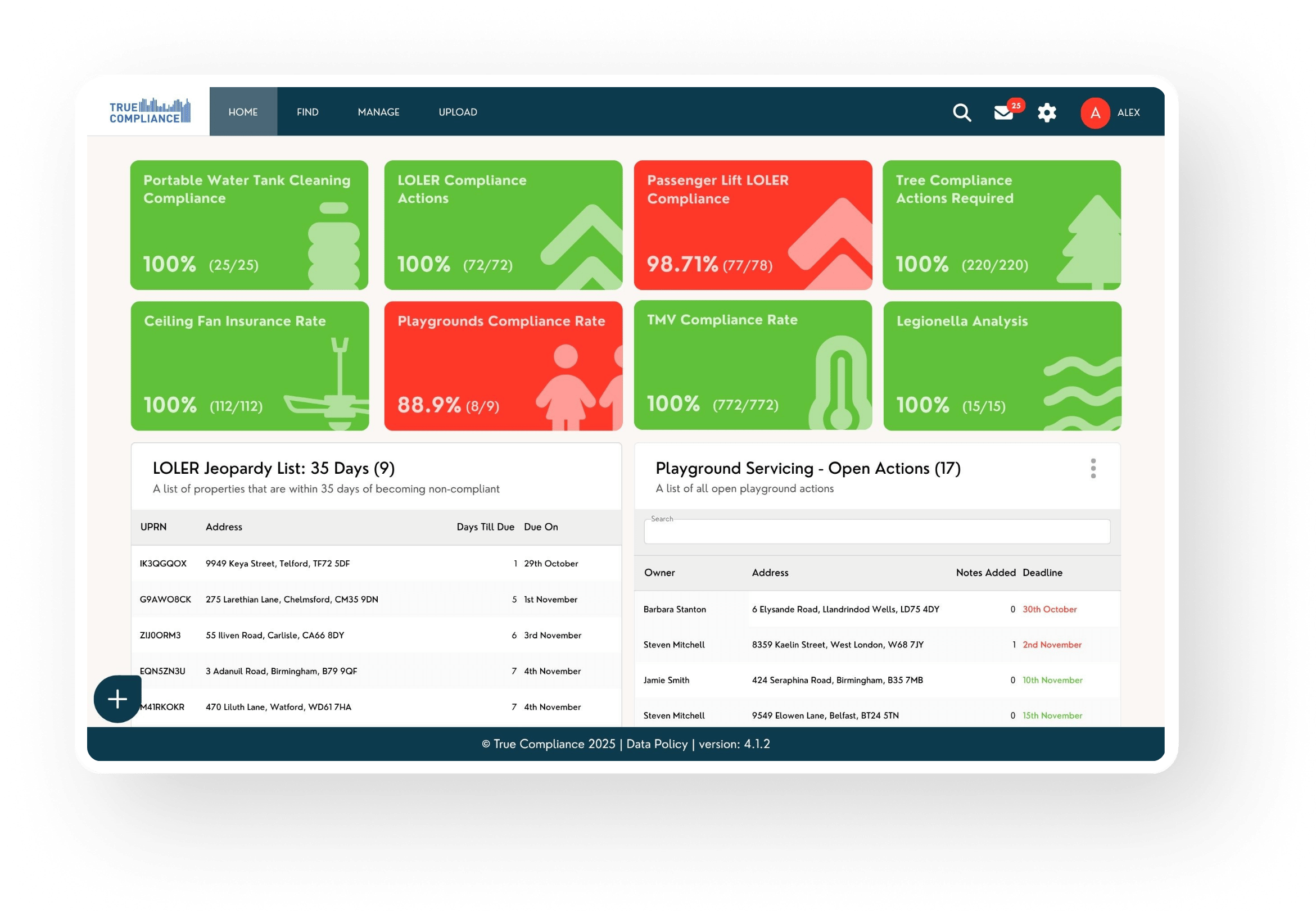 Other Compliance Dashboard on Desktop