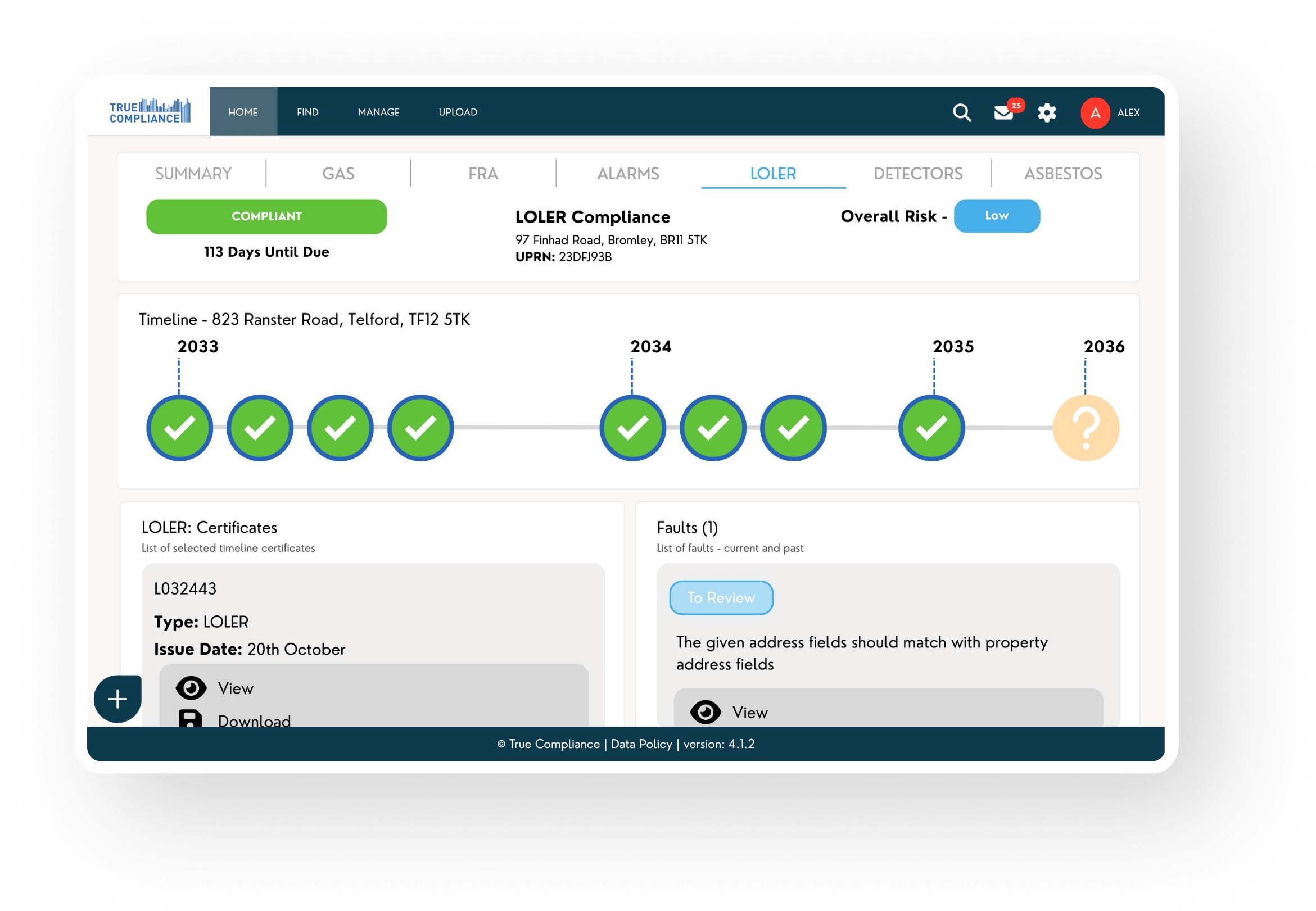 Other Property Compliance Page on Desktop